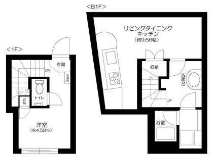 アパートメント小石川後楽園(1LDK/B1階)の間取り写真