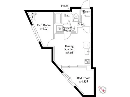 エルファーロ明大前III(2DK/4階)の間取り写真