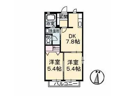 ビエントス(2DK/2階)の間取り写真