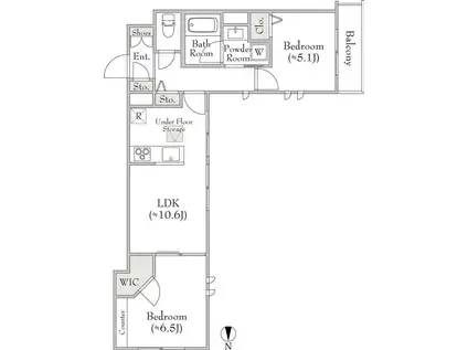 ベレオ三軒茶屋(2LDK/1階)の間取り写真