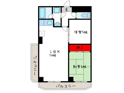 レジデンスOGAWA(2LDK/4階)の間取り写真
