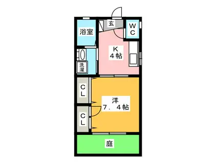 メノマーレA棟(1K/1階)の間取り写真