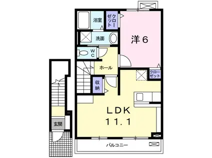アンソレイエ飾磨 II番館(1LDK/2階)の間取り写真