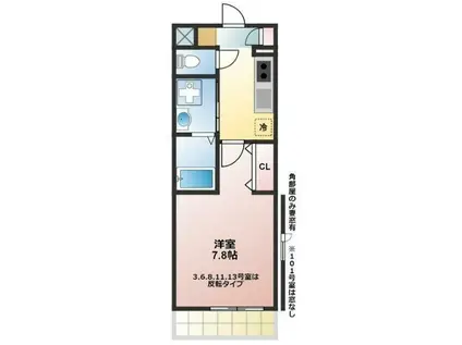 トポリーノ(1K/3階)の間取り写真