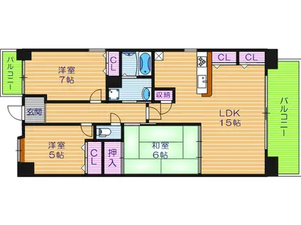 メゾンミヤビ(3LDK/9階)の間取り写真