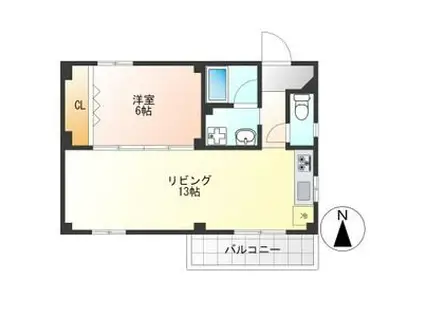 ハウス北屋敷(1LDK/2階)の間取り写真