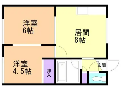 ワシ別ハイツ(2DK/2階)の間取り写真