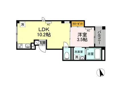 CREDO広尾 クレド広尾(1LDK/2階)の間取り写真