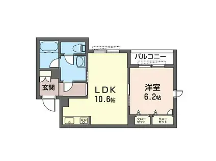 ベレオ セルフィーユ(1LDK/2階)の間取り写真