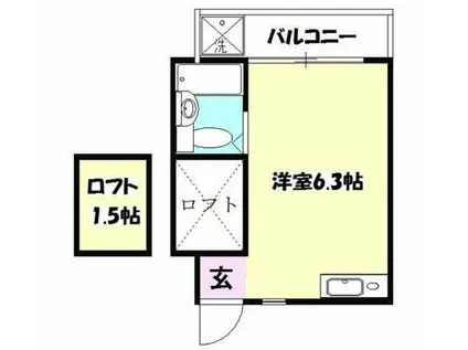 ベルポアン新丸子(ワンルーム/2階)の間取り写真
