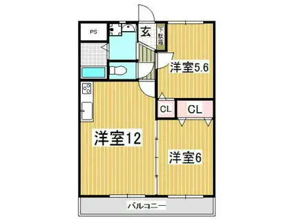 リトモ南熊本(2LDK/2階)の間取り写真
