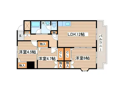 第5ジーオンビル(3LDK/5階)の間取り写真