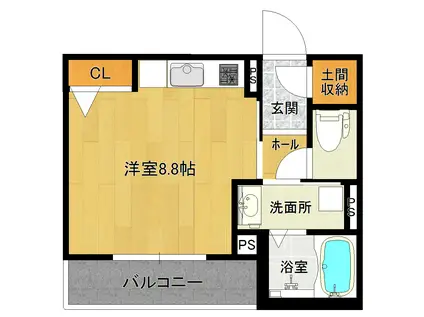 東京メトロ東西線 浦安駅(千葉) 徒歩10分 3階建 築8年(ワンルーム/2階)の間取り写真