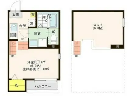 ロフトレジデンス(1K/1階)の間取り写真