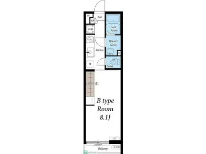 リブリ・新松戸(1K/1階)の間取り写真