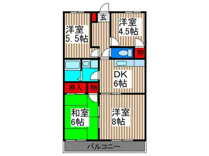 ロワールウエスト1(4DK/4階)の間取り写真