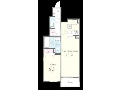 メゾン・デ・クール(1LDK/1階)の間取り写真