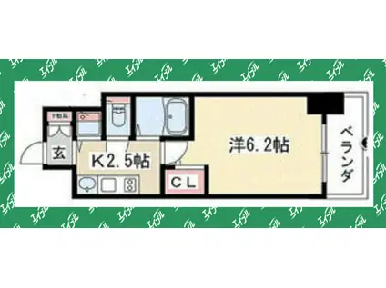 プレサンス鶴舞公園ウエスト(1K/9階)の間取り写真