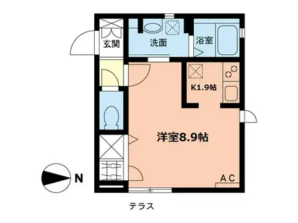 クラール(1K/1階)の間取り写真