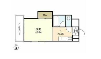 ユナイト上杉ビル(1K/4階)の間取り写真