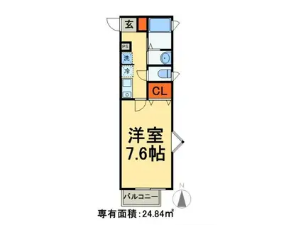 サンクレール松戸(1K/1階)の間取り写真