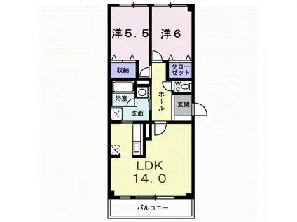 サンクレスト元町II(2LDK/2階)の間取り写真