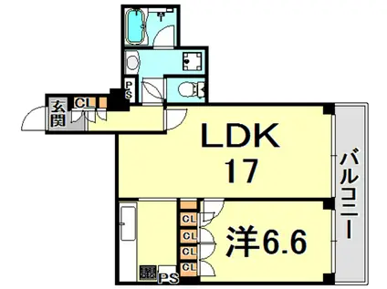ポートピアプラザA棟(1LDK/1階)の間取り写真