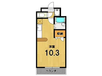 シュライン岡崎(ワンルーム/2階)の間取り写真