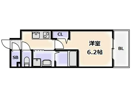 セオリー夕陽丘DOOR(1K/5階)の間取り写真