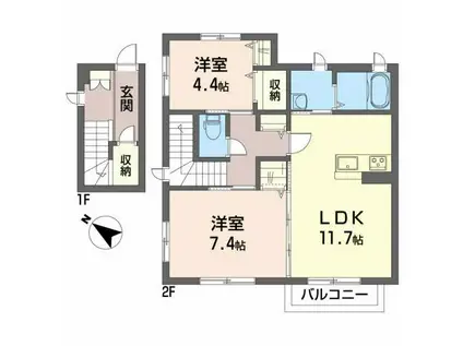 チャコール(2LDK/2階)の間取り写真