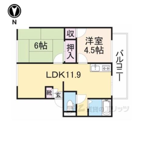 ログメント・ソファーA棟(2LDK/2階)の間取り写真