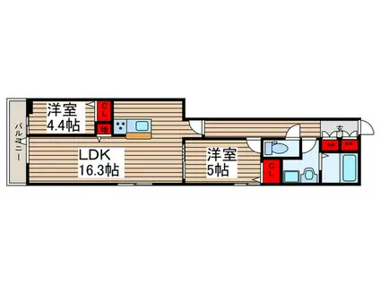 グラナーデ東伊興(2LDK/1階)の間取り写真