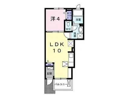マーベラス国見(1LDK/1階)の間取り写真