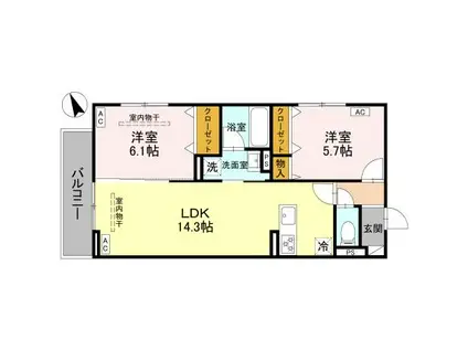 D-ROOM 古市町(2LDK/2階)の間取り写真