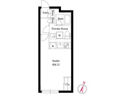 グローリオシェルト桜新町(ワンルーム/2階)の間取り写真