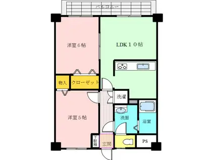 SAKAE21(2LDK/4階)の間取り写真