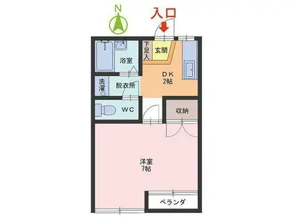 コーポワイトエム(1DK/1階)の間取り写真