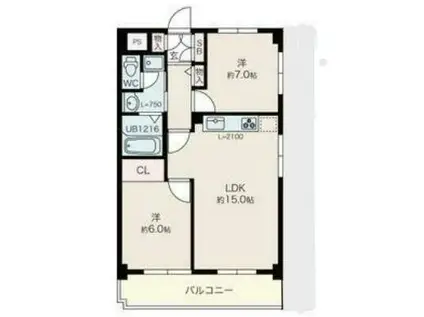 ハイツ森ノ宮(2LDK/2階)の間取り写真