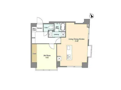 PATH駒込(1LDK/1階)の間取り写真