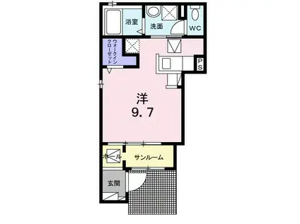 ノーブル・IV(ワンルーム/1階)の間取り写真