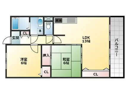 ヴァンベール(2LDK/3階)の間取り写真