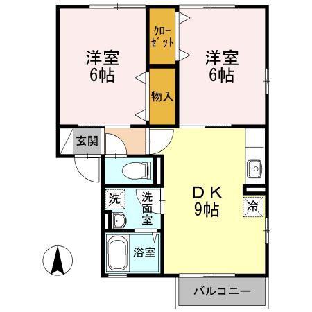 メゾンラピス(2DK/2階)の間取り写真