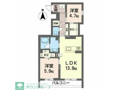 アルフラット(2LDK/2階)の間取り写真