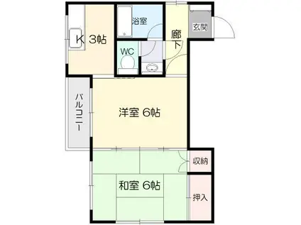 シャトルながまち(2K/3階)の間取り写真