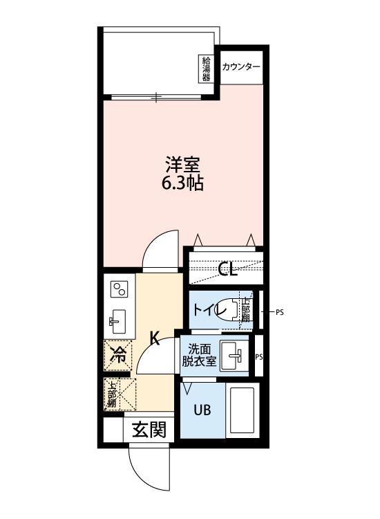 CRECIA前原東(1K/1階)の間取り写真