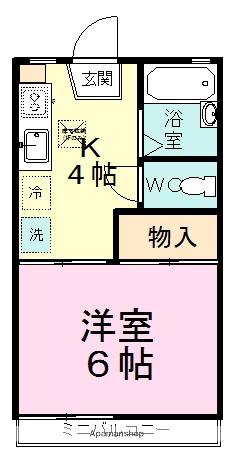 ハイツ北川(1K/1階)の間取り写真