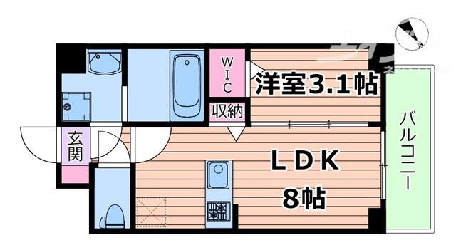 エスリードレジデンスザ・グラン大阪福島クラス(1LDK/7階)の間取り写真