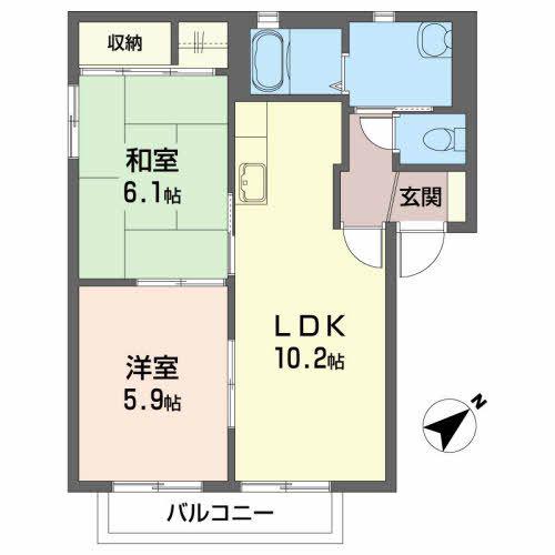 シャーメゾン大宮 II番館(2LDK/2階)の間取り写真