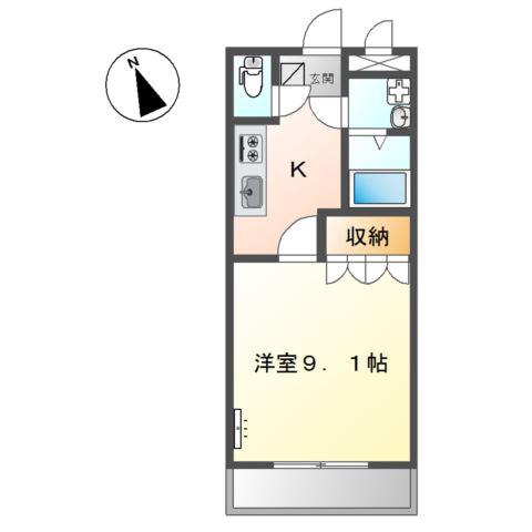 プレステージ曙(1K/1階)の間取り写真