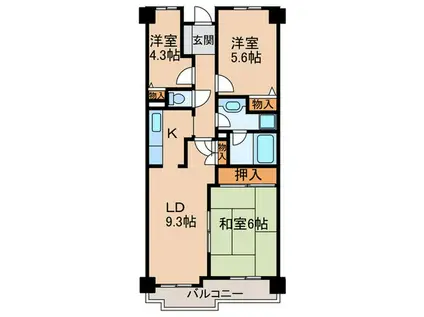 宇治黄檗パーク・ホームズ(3LDK/3階)の間取り写真